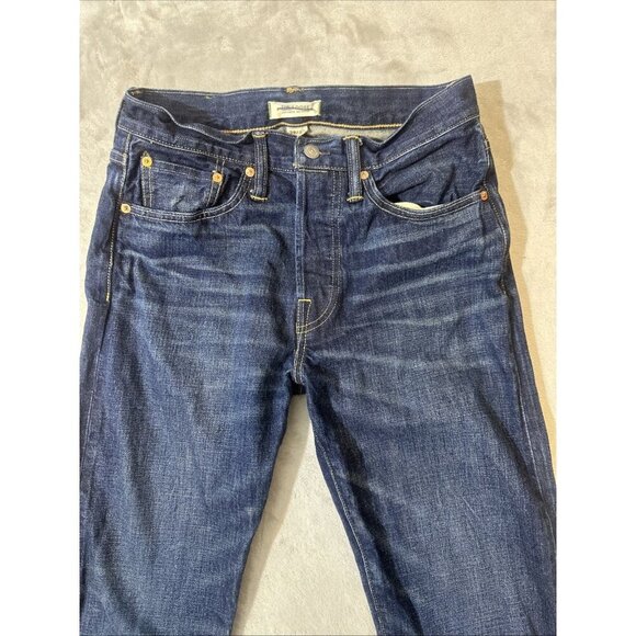 AE77 The Loose Japanese Selvedge Jeans Men’s 28x32 Dark Wash Button Fly Denim - Picture 4 of 10